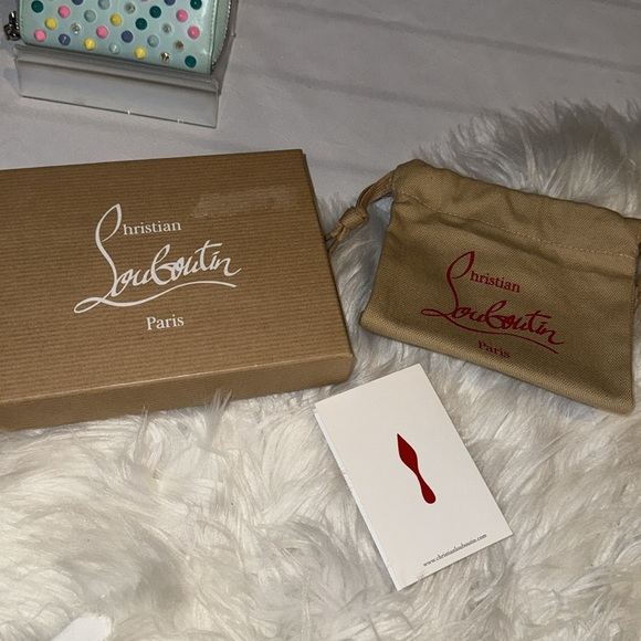 Christian Louboutin Coin Case Wallet Leather Blue Multicolor Studded Used GUC - Picture 10 of 10